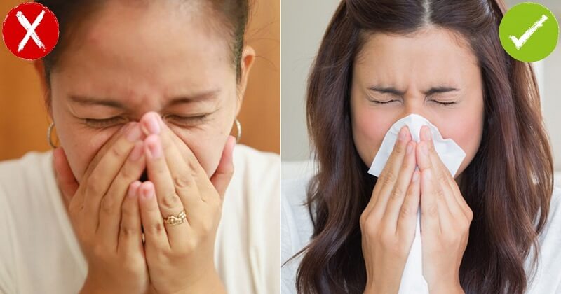 Nên dùng khăn giấy che kín miệng khi ho hoặc hắt xì Nên dùng khăn giấy che kín miệng khi ho hoặc hắt xì